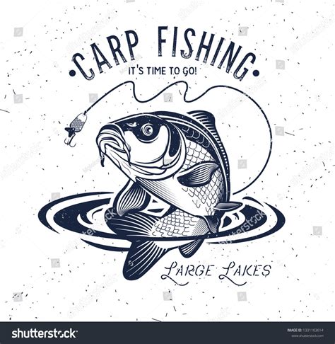 Vintage Carp Fishing Logo Vector Illustration Stock Vector Royalty