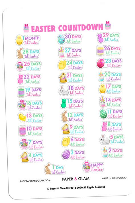 Glam Easter Countdown Digital Planner Stickers Paper And Glam