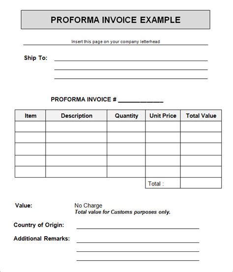 Proforma Invoice Template Word Doc Invoice Example