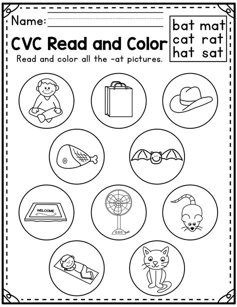 Read And Color Cvc Words Kindergarten Made By Teachers