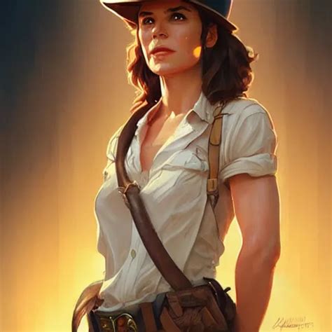 Krea Female Indiana Jones Painted Character Portrait Highly