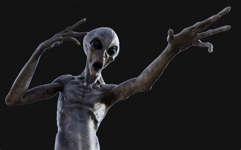 Premium Photo 3d Illustration Of A Gray Alien On Dark Background With