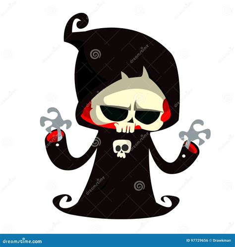 Grim Reaper Cartoon Character Isolated On A White Background Cute