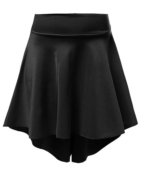 Womens Solid Basic Stretchy Flared Skater Skirts Awbms0141 Black