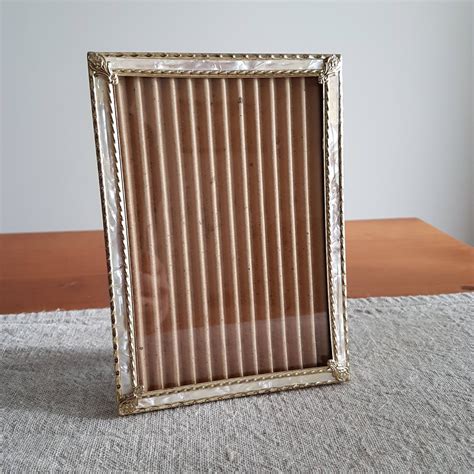 5 X 7 Gold Metal Tone Picture Frames W Mother Of Pearl Look And Corner