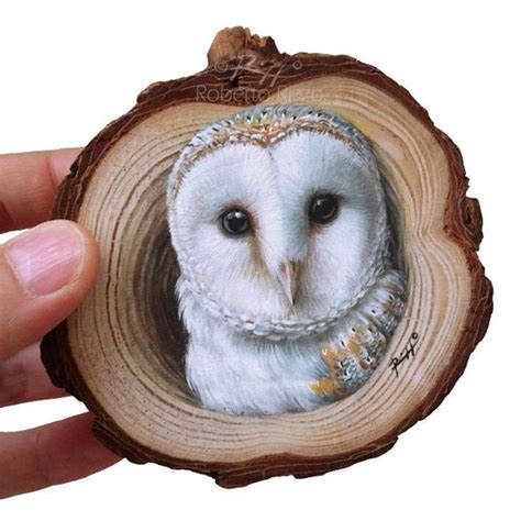 A Realistic Barn Owl Coming Out From Its Lair A Unique Wood Etsy