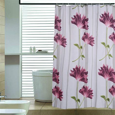 Pretty Fabric Shower Curtain Waterproof Antibacterial Ncpopu Flower Bath Curtains With Hooks