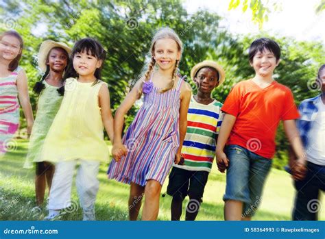 Diverse Children Friendship Playing Outdoors Concept Stock Image