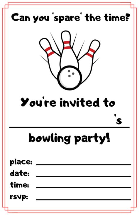 Free Bowling Birthday Party Printables