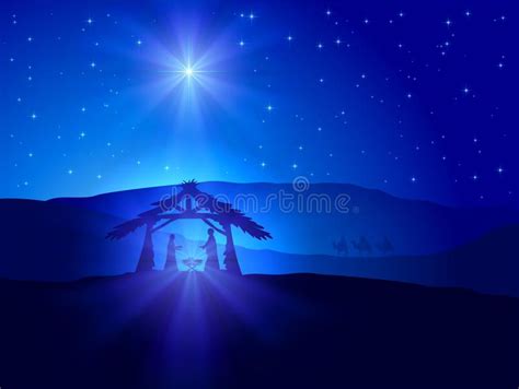Christmas Theme With Star Christian Christmas Scene With Shining Star
