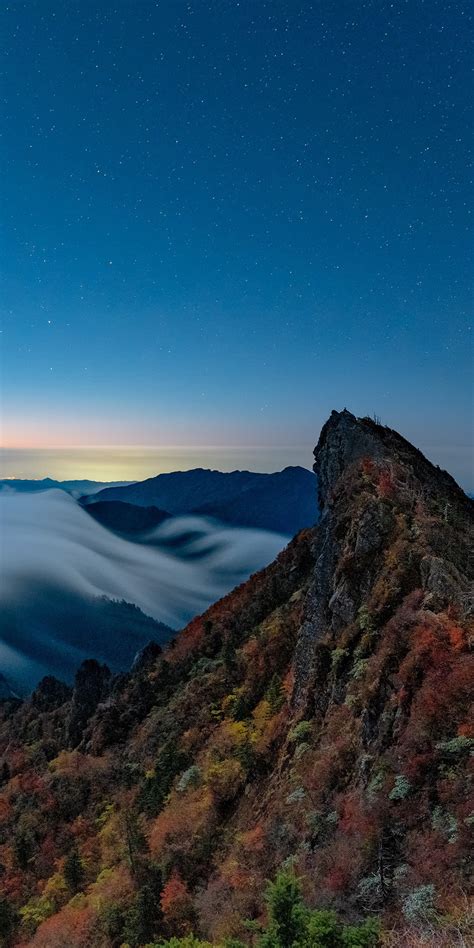 1080x2160 Fog Covering Horizon Mountains Under Blue Sky One Plus 5t