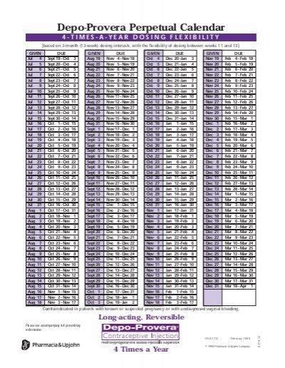 Depo Provera Dosage Chart Calendar Printables Free Bl