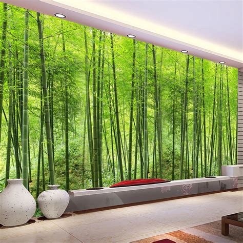Nature Landscape Green Bamboo Forest Photo Mural Customized Size 3d