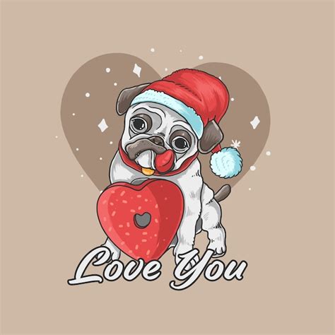 Premium Vector Valentine Pug Cute Dog Love Background Illustration