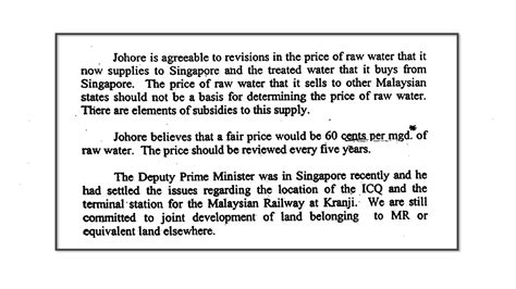 Waters under the clean water act. Singapore and Malaysia: The Water Issue