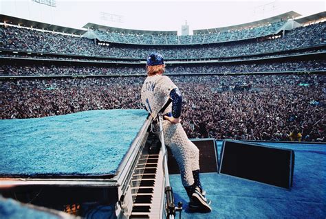 Elton John Dodger Stadium Los Angeles Ca 1975 Bandw