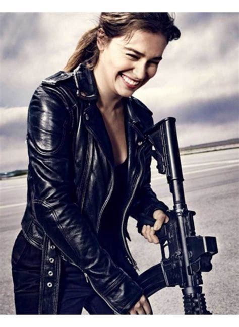 After taming dragons on game of thrones, emilia clarke is preparing to fight cyborgs as she will portray sarah connor in paramount, skydance and clarke, along with brie larson, tested for the part but sources say that the thrones star was the early favorite. Sarah Connor Terminator Genisys Emilia Clarke Biker Jacket