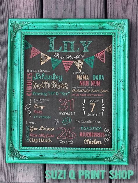 First Birthday Chalkboard Sign With Bunting On It So Cute This