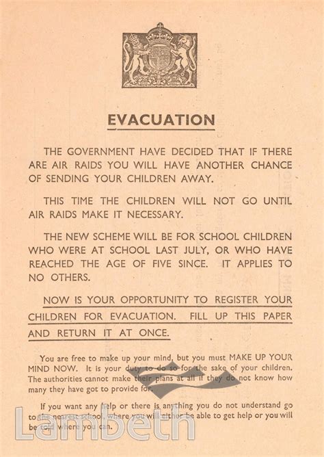 Evacuation Form World War Ii Landmarklandmark