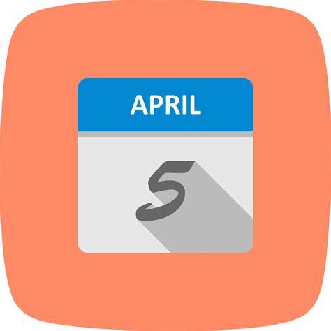 April 5th Date On A Single Day Calendar 501011 Vector Art At Vecteezy