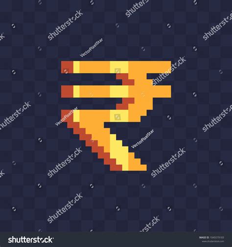 Indian Rupee Currency Golden Sign Pixel Stock Vector Royalty Free