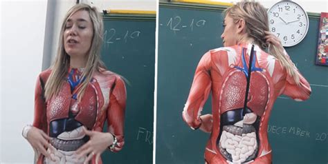 Teacher Gives Anatomy Lesson In Skin Tight Full Bodysuit