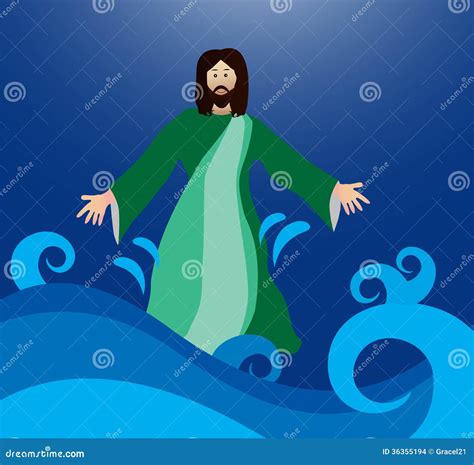 Jesus Walking On The Water Stock Vector Illustration Of Love 36355194