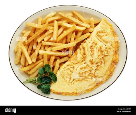 An Omelet And French Fries On A Plate Stock Photo 9292998 Alamy