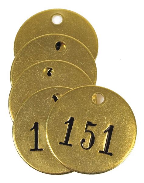 Grainger Approved Numbered Tag Material Brass Color Yellow Height 1