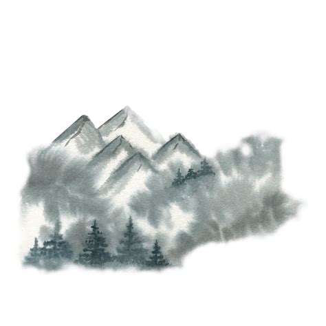 Premium Vector Watercolor Illustration Of Misty Forest And Mountains