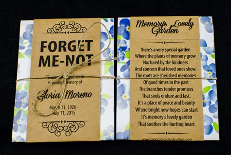 Blue Floral Memorial Forget Me Not Seed Packets Glorias Garden