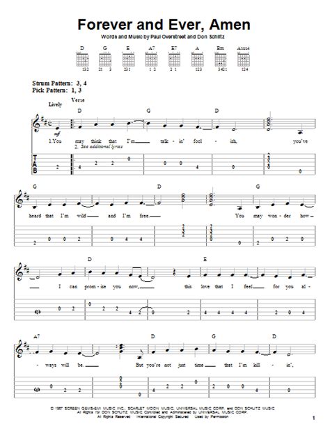 * copyright disclaimer under section. Forever And Ever, Amen | Sheet Music Direct