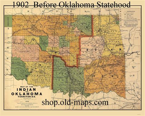 A Colorful Old Map Of Oklahoma 1892 Indian And Oklahoma Territories