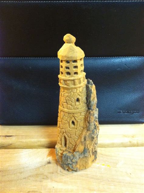 Lighthouse Amongst The Cliffs Chainsaw Wood Carving Dremel Carving