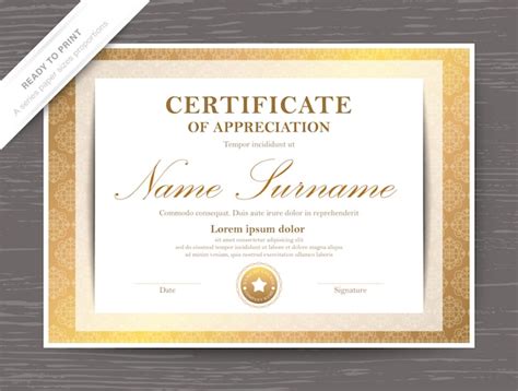Premium Vector Gold Certificate Of Appreciation Award Diploma Template