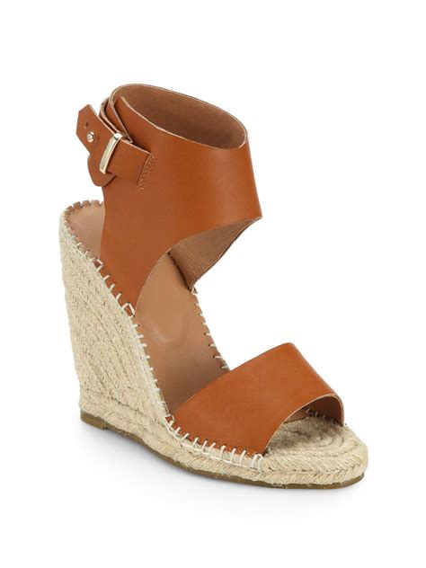 Joie Palo Leather Espadrille Wedge Sandals In Brown Tan Lyst