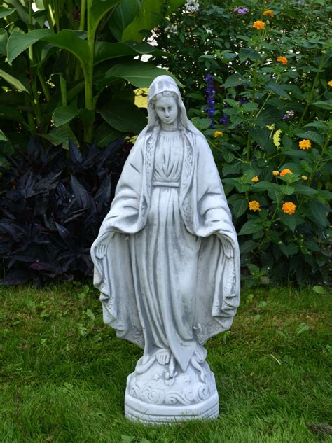 Virgin Mary Statue For Yard Art Concrete Holy Mary Sculpture Etsy