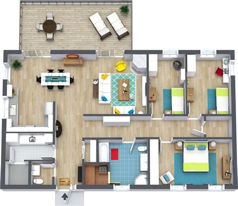 These 3 bedroom, 2 bathroom floor plans are thoughtfully designed for families of all ages and stages and serve the family well throughout the years. 3 Bedroom Floor Plans | RoomSketcher