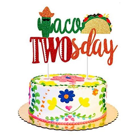 Taco Twosday Birthday Party Decorations Cake Topper Mexican Fiesta 2nd