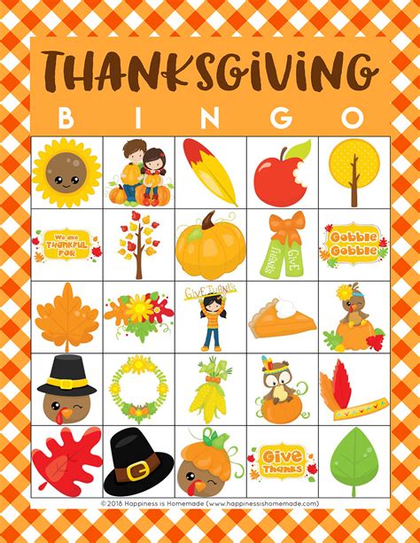Purchased bingo cards can be printed over and over again forever! Free Printable Thanksgiving Bingo Cards - Happiness is ...