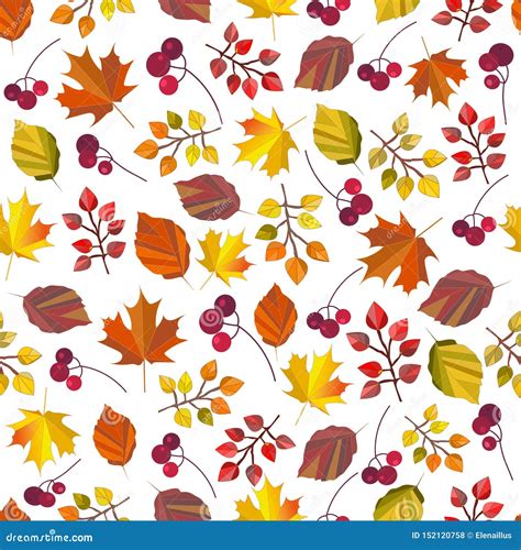 Vector Seamless Patternprinttexturebackground With Autumn Leaves And