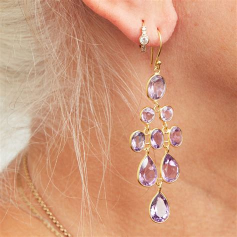Ruby Gold Plated Silver Chandelier Earrings By Rochejewels