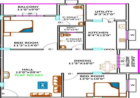 1290 Sq Ft 2 Bhk Floor Plan Image Srinidhi Properties Mangalore