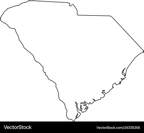 South Carolina State Of Usa Solid Black Outline Vector Image