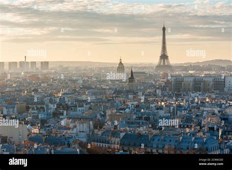 Paris Skyline Aerial View With The Eiffel Tower France Stock Photo Alamy