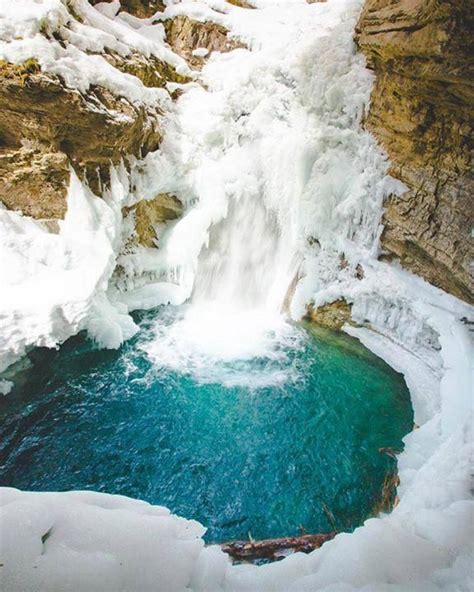 Would You Swim Under This Frozen Waterfall Johnston Canyon Banff