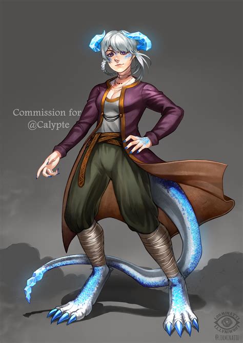 [art] [oc] my clients dandd character kryyla the sapphire half dragon