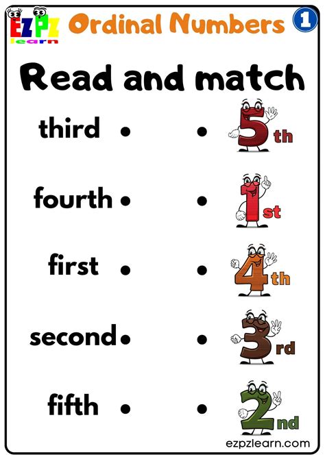 Ordinal Numbers Read And Match 1