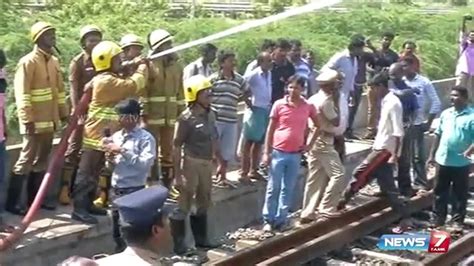 Fire Fighters Battles Mrts Train Fire At Chennai Tamil Nadu News7