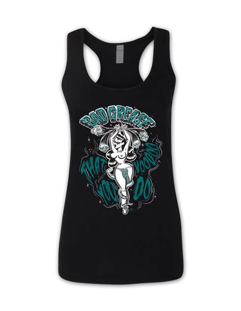 Voodoo Ladies Racerback Tank Top Black Front Bad Grease Inc